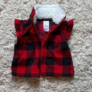 Carter's Baby Buffalo Plaid Sherpa Vest - Red & Black 3 Months